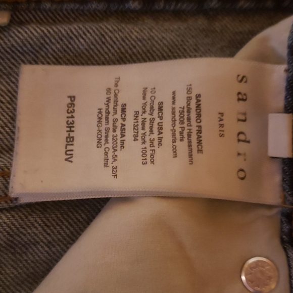 Sandro Paris Ripped Knee WideLeg Mom Jean size 36 - Picture 3 of 6